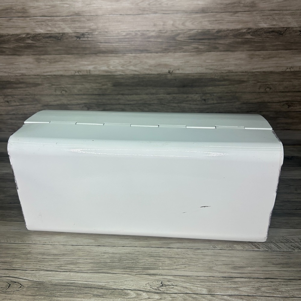 AuldHome Design Rustic White Bread Box Farmhouse Enamelware - Picture 5 of 9